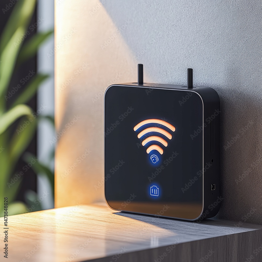 Poster modern wireless router on a table