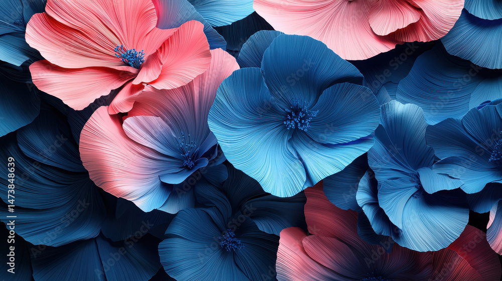 Poster realistic 4k 3d rende reveals stunning floral patterns in organic shapes, creating a mesmerizing sid
