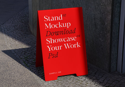 Standing Stand on Sidewalk Mockup
