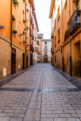 Streets of the city of Logrono. View of the historic city center. Beautiful facade of buildings. Famous tourist destination in La Rioja, Spain.