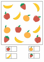 I can spy worksheet for kids, how many printable for kindergarten, i can spy worksheet with fruits on theme