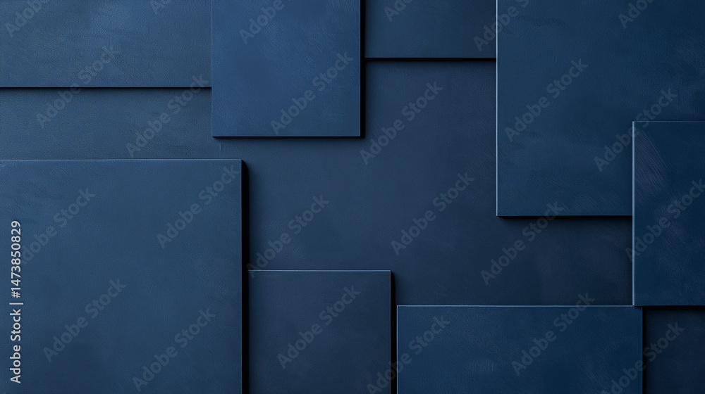 Aufkleber abstract navy blue textured wall background with overlapping rectangular panels and elegant design
