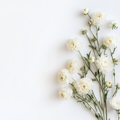 Delicate white flowers arranged on a white background (42)