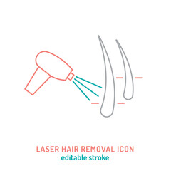 Laser hair removal icon. Editable stroke vector illustration