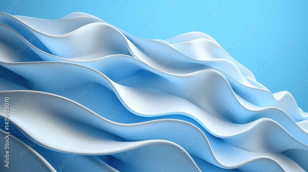 Aufkleber a modern 3d background features realistic white waves flowing from the side in a visually creative a