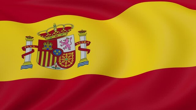 seamless spanish flag animation, national day or politics or sport event - 3D rendering