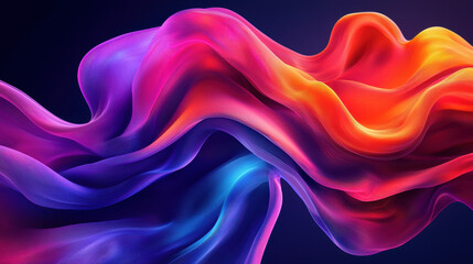 Obraz premium A vibrant 3D rendered background showcases modern artistry with realistic flowing colors in a stunning 4K side angle view, creating a captivating digital artwork.