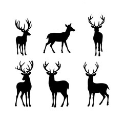set of deer silhouettes