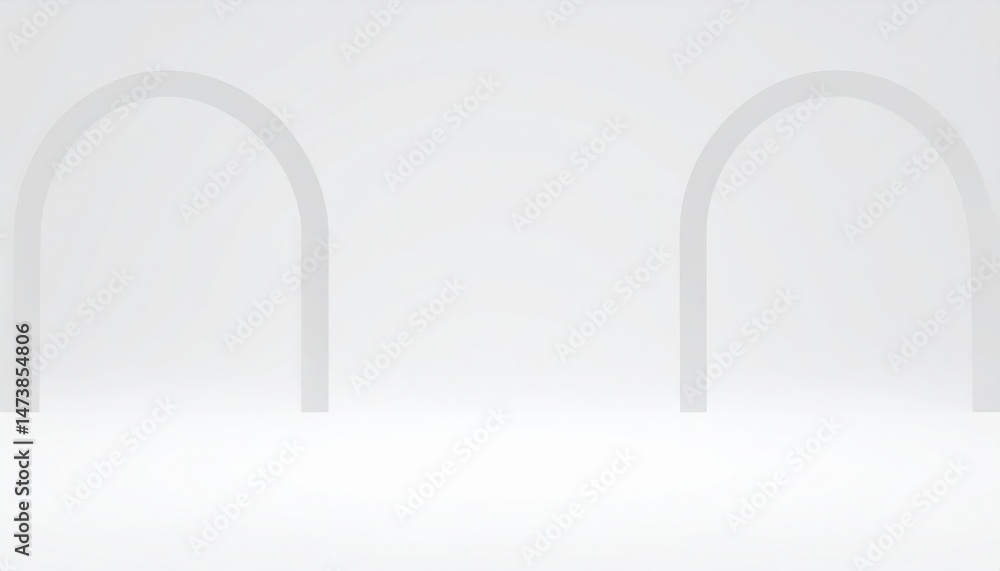 Poster minimalist architectural arches abstract setting digital artwork clean environment front view modern