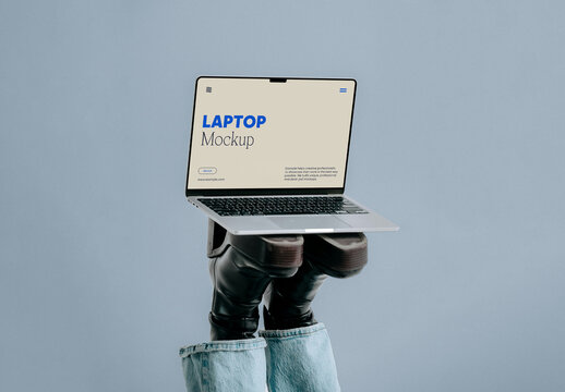 Open Laptop Screen PSD Mockup