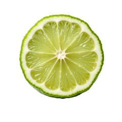 Lime Slice with a Bright Green Color and a Clear, Visible Center, Perfect for Use in Cooking, Baking, and Beverages.