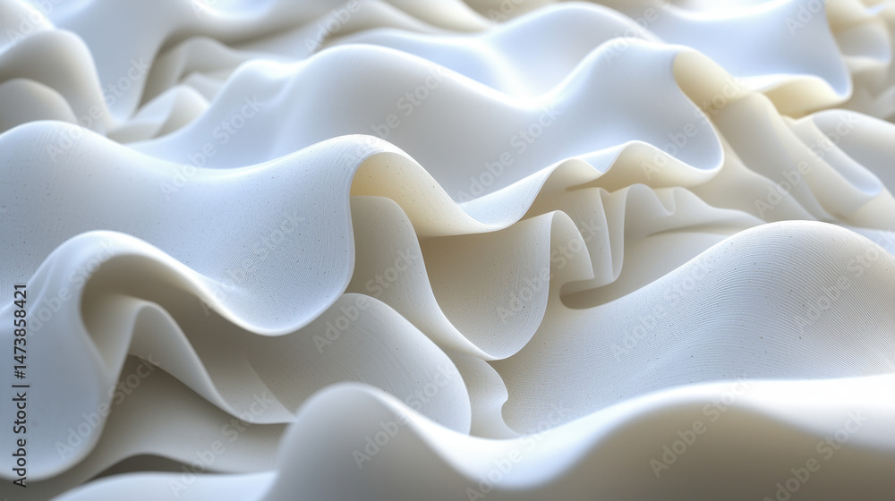 Aufkleber realistic 4k 3d layered design shows a soft white rippled surface with subtle shadows and textures f