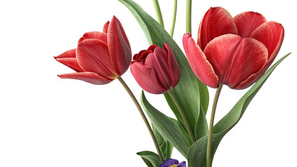 Obraz premium Vibrant Red Tulips Blooming with Green Stems in Studio Light
