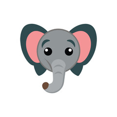 Naklejka premium Flat and Minimal cut elephant head logo vector illustration isolated on white background