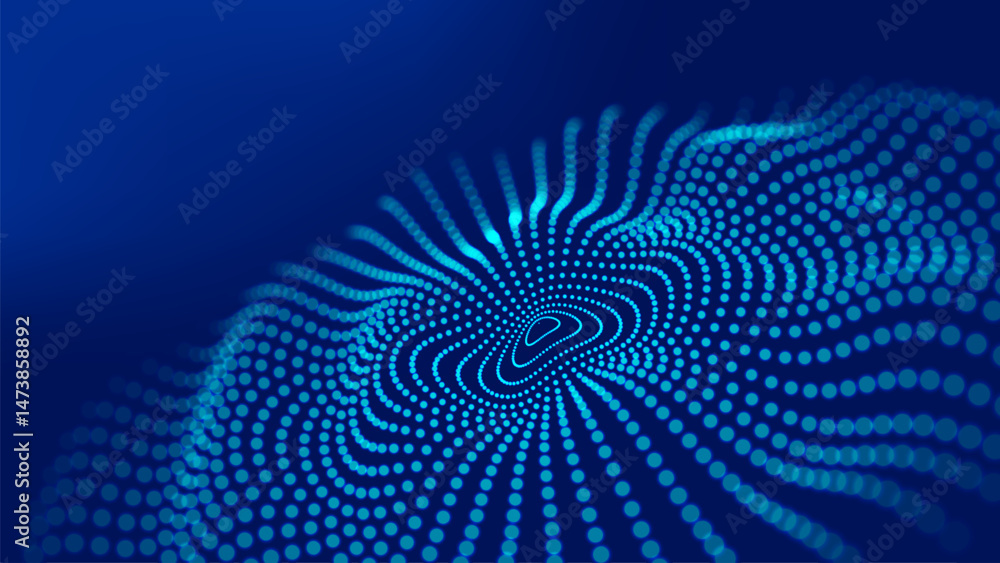 Poster abstract vector wave with interweaving lines and dots. digital technologies - big data research.