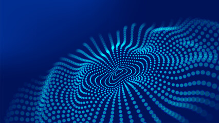 Abstract vector wave with interweaving lines and dots. Digital technologies - big data research.