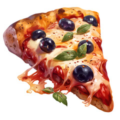 Colorful Cartoon Pizza with Toppings – Tasty Italian Food Illustration