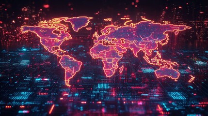 Global Network, Digital World Map