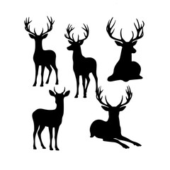 set of deer silhouettes