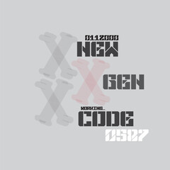 new gen code typography graphic print , Abstract fashion drawing and creative design for t-shirts, mugs, graphic tee, sweatshirt, cases, etc. Illustration in modern style for clothes