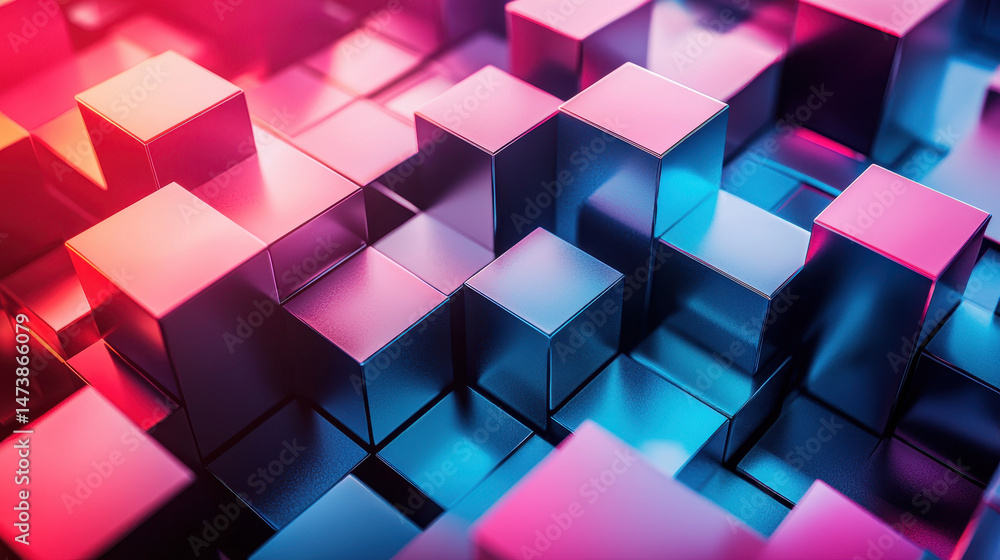 Poster geometric 3d background in 4k resolution showing a realistic side view of a complex exploration of c