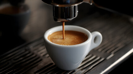 Crafting Espresso Perfection Moment of Hot Coffee Serving Barista Skills Coffee Culture Aromatic Brew Rich Flavor Coffee Art Morning Ritual Cafe Experience
