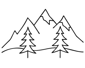 Obraz premium Pine Forest with Mountain Background, Majestic Mountain Landscape, Forest and Mountain View, Transparent Background