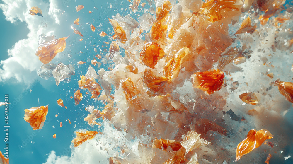 Poster a fragmented 3d background reveals realistic 4k textures in a side angle view, showcasing a dynamic 