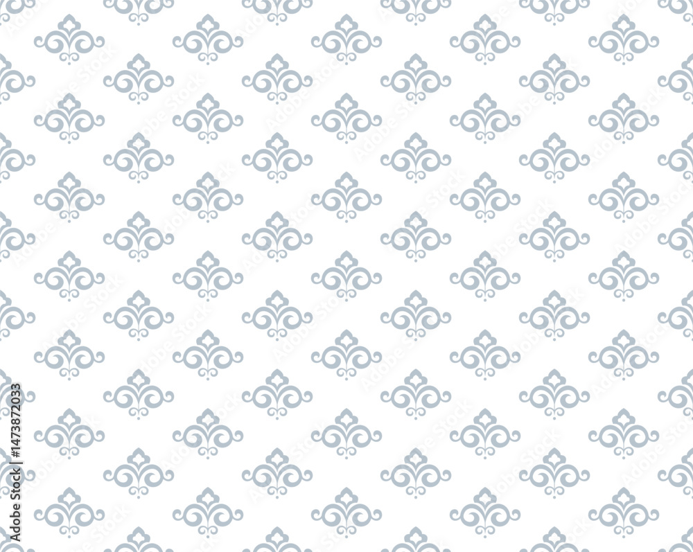 Poster flower geometric pattern. seamless vector background. white and gray ornament. ornament for fabric, 