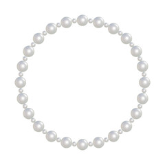 大小の白いパールが並ぶぷっくりした丸いフレーム 透過されたネックレスの3DCGイラスト