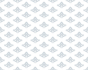 Flower geometric pattern. Seamless vector background. White and gray ornament. Ornament for fabric, wallpaper, packaging. Decorative print