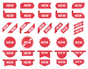 New label and tag. Sticker with word new. Vector illustration