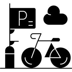 Bicycle Parking Icon Vector Element