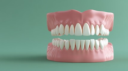 Obraz premium 3D Rendered Human Teeth Upper and Lower Jaw, Dental Model, Healthy Smile Dental Health, Dentistry