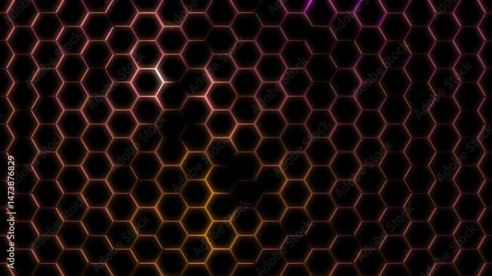 Poster dynamic graphic background moves in honeycomb pattern abstract design digital art vibrant colors