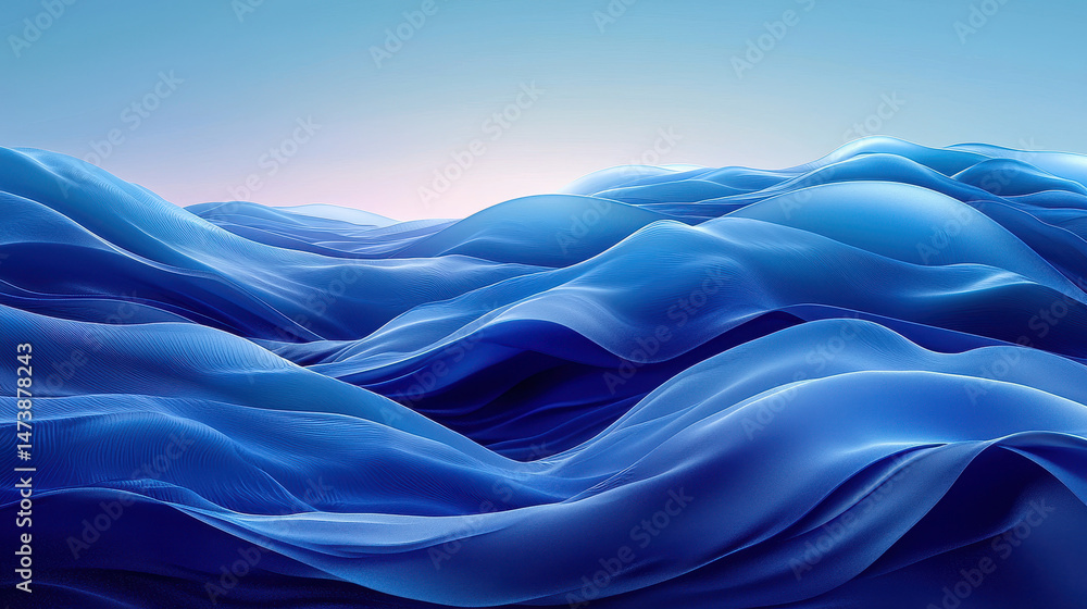 Poster elegant 3d waves create an impressive simplistic landscape with a realistic surface texture, present
