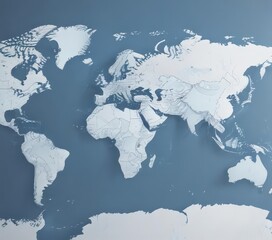Clean blue & white vector world map  Ideal for presentations ,  graphic,  high resolution,  world