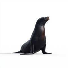 California Sea Lion on White Background