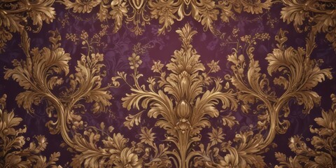 Intricate floral damask, rich jewel tones, gold accents, leaf, vintage, tapestry