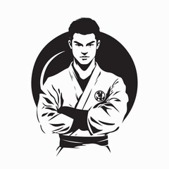 Karate Fighter Design Logo illustration on white background.