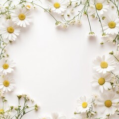 Obraz premium Delicate white daisies arranged in a circle, framing a blank center