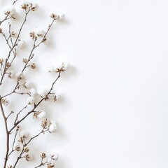 Delicate white flower sprigs against a bright background
