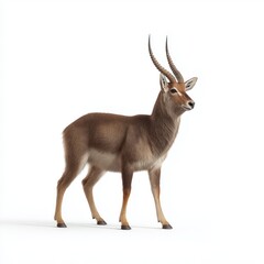 Fototapeta premium Graceful Gazelle Standing Alert on White Background