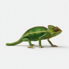 Fototapeta premium Green Chameleon on White Background