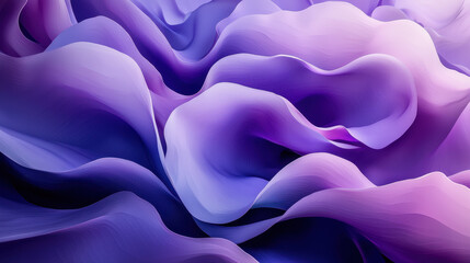 Obraz premium Dynamic 3D textured background with realistic flow and side angle showcases elegant waves and curves in stunning 4K resolution purple and violet gradients.