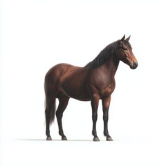 Obraz premium Strong Brown Horse Standing on White Background