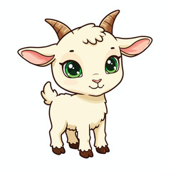 Adorable Baby Deer Cartoon Illustration: Sweet Fawn Character with Large Eyes and Small Antlers - Perfect for Children's Books, Nursery Decor, and Cute Animal Designs (Highlights cuteness, age, and co