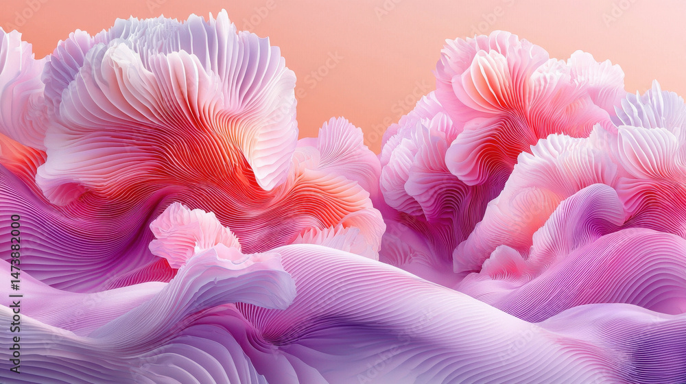 Poster dreamy 3d petal patterns create a surreal and realistic abstract background in vibrant 4k resolution