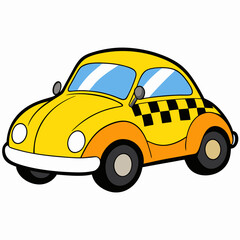 Fototapeta premium Yellow car with checkered pattern vector illustration