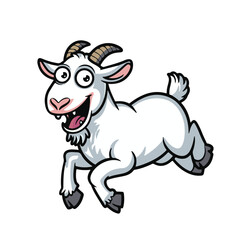 Cute Cartoon Goat Illustration: Adorable Female Kid with Horns and Smile - Vector Animal Art for Children's Books, Farm Themes, and Educational Content (Focuses on visual details,  target audience, 